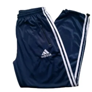 Calça Esportiva Flanelada Unissex com Bolsos Zíper - preto com listra azul