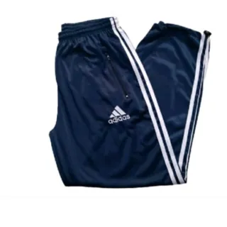 Calça Esportiva Flanelada Unissex com Bolsos Zíper - preto com listra azul