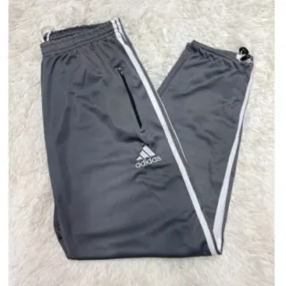 Calça Esportiva Flanelada Unissex com Bolsos Zíper - preto com listra azul