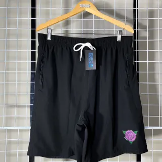 Envio Imediato Bermuda Masculina Spit Fire Rosa sk8 Skate Shop Short em Elastano com Tal Tel - Creme Flor vermelha