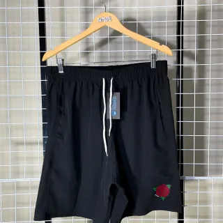 Envio Imediato Bermuda Masculina Spit Fire Rosa sk8 Skate Shop Short em Elastano com Tal Tel - Creme Flor vermelha