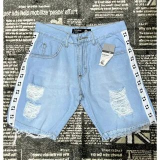 Promoção: Bermudas curtas masculinas com cordão e cinto, vários modelos! - jeans escuro sem faixa