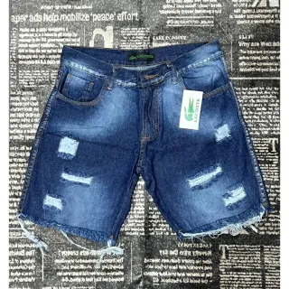 Promoção: Bermudas curtas masculinas com cordão e cinto, vários modelos! - jeans escuro sem faixa