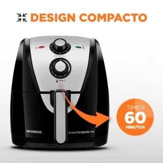 Air Fryer Mondial Grand Family 5,5 Litros Sem Óleo - Preto/Inox - Único
