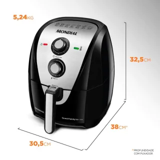 Air Fryer Mondial Grand Family 5,5 Litros Sem Óleo - Preto/Inox - Único