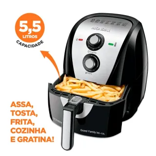 Air Fryer Mondial Grand Family 5,5 Litros Sem Óleo - Preto/Inox - Único