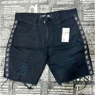 Promoção Bermuda Jeans Masculina Preta - Vários Modelos, Curta com Corda e Faixa - faixa
