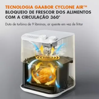 Air Fryer Gaabor Retrô 3,5L Sem Óleo - Desligamento Automático - Cinza (Fosco)