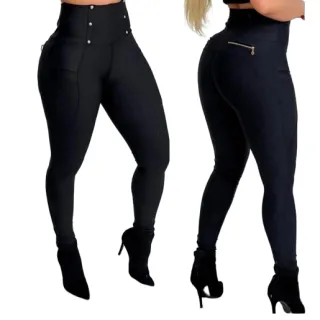Montaria Feminina Cintura Alta Chapa Barriga Empina Bumbum Calça - Açai bolso Frontal