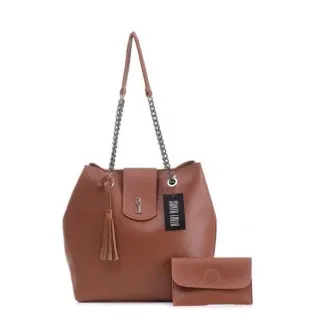 Promoção Carteira Moderna Luxosa + Bolsa Sacola S.l - Caramelo