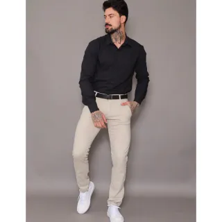 Masculina Alfaiataria Calça de - Sarja