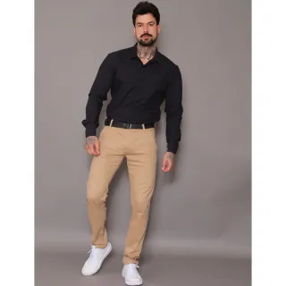 Masculina Alfaiataria Calça de - Sarja