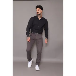 Masculina Alfaiataria Calça de - Sarja