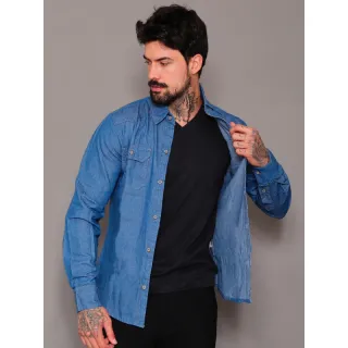 Masculina Jeans Camisa - Raryel Loja Online - Jeans blue