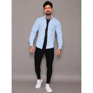 Masculina Jeans Camisa - Raryel Loja Online - Jeans blue