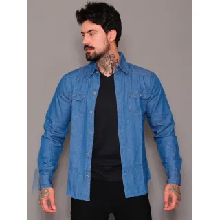 Masculina Jeans Camisa - Raryel Loja Online - Jeans blue