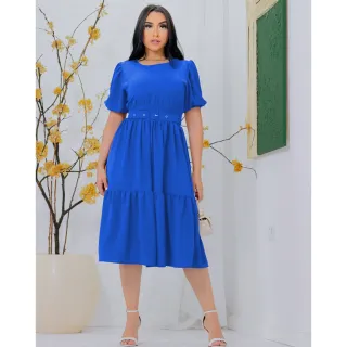 Vestido de Princesa com Cinto, Manga Midi - Preços Incríveis - Pink