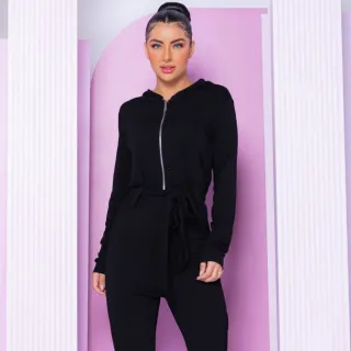 Promoção Macacão Longo com Capuz, Manga Longa e Detalhe em Zíper - Verde Militar