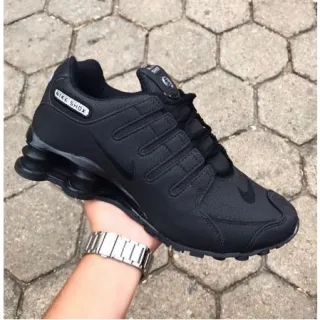 Tênis Masculino e Feminino Branco com Molas Prateadas - Shox NZ - Preto