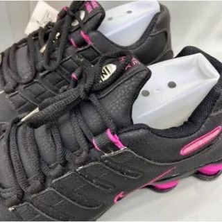 Tênis Masculino e Feminino Branco com Molas Prateadas - Shox NZ - Preto