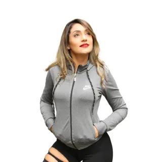 Casaco Feminino Jaquetinha Bomber Suplex Flenelada com Zíper e Capuz Inverno - Preta