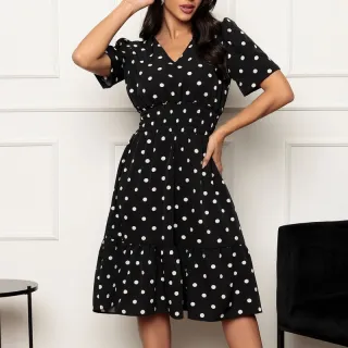 Vestido de Crepinho Midi Feminino Poá Liso - Ombro à Ombro - Modelo2 liso limao