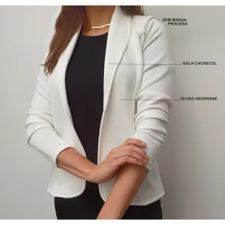 Moda Evangélica Blazer Feminino Acinturado Casaquinho - Preto