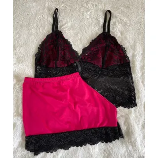 Confortável Baby Doll Plus Size Toper Pijama - Frozen-Rosa