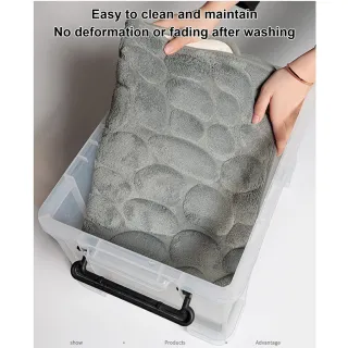 Tapete antiderrapante em relevo de paralelepípedos para banheiro - Cinza