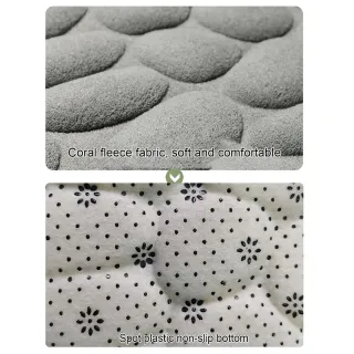 Tapete antiderrapante em relevo de paralelepípedos para banheiro - Cinza