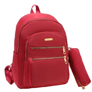 Mochila Grande Capacidade Feminina Com Estojo Universitário - vermelho  com estojo