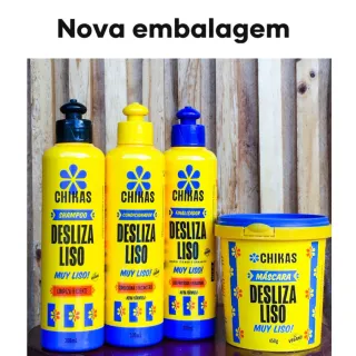 Tecnologia de Liso Duradouro - Kit Chikas Cosmeticos: Shampoo + Condicionador + Mascara + Finalizador - Único