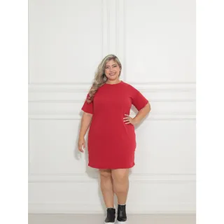 Camisão Plus Size Estampado em Malha Feminino - Vestido de Malha - TURMA DO MICKEY ROSE