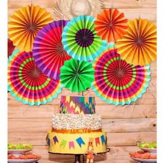 Enfeite Listrado Colorido Decorativo Moinho de Papel 30cm - Único