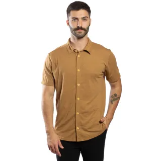 Camisas Slim Masculinas: Kit Verão com 2 Unidades em Malha de Garrafa Pet - MARROM + VERDE