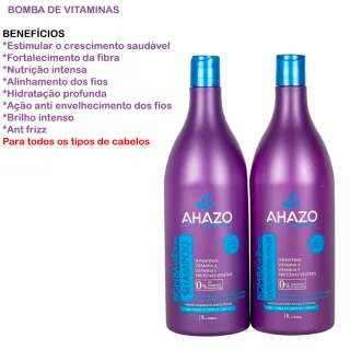 Ahazo Bomb de Vitaminas Kit Tratamento Shampoo e Condicionador 1litro - Único