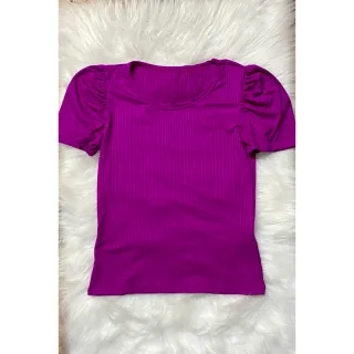 Blusa Princesa Feminina Manga Curta Canelada - Cinza