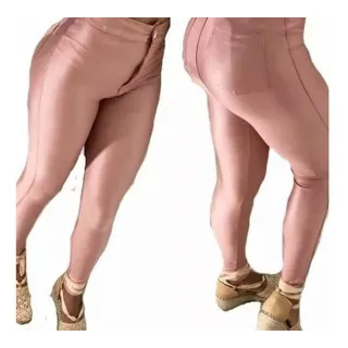 Legging Feminina Cintura Alta Hot Pants Disco em Cirrê - Vermelho