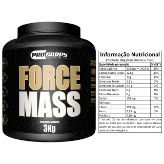 Pro Corps Force Mass - Hipercalórico em Pote 3kg - Baunilha