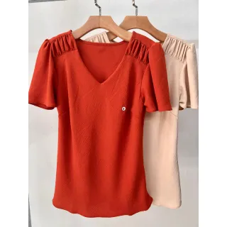 Blusa manga curta feminina com detalhe elástico no ombro - Off