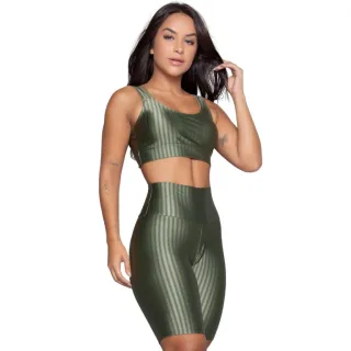 Bermuda Compressão New Zig 3D e Conjunto Top Fitness com Bojo Removível