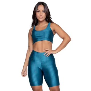 Bermuda Compressão New Zig 3D e Conjunto Top Fitness com Bojo Removível - Rosa Escuro
