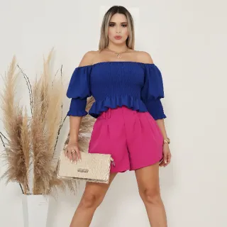 Cintura Alta Feminino com Bolso - Short de Alfaiataria - PRETO ALFAITARIA