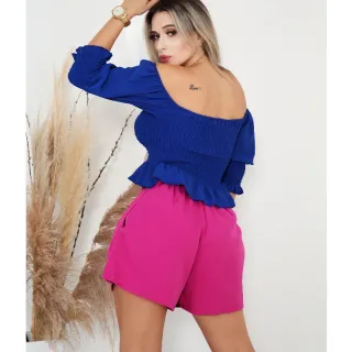 Cintura Alta Feminino com Bolso - Short de Alfaiataria - PRETO ALFAITARIA