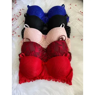 Kit Lingerie Feminina Sexy Bojo - 3 Unidades Calcinha Renda/Rendada - Preto/ Vermelho / Vinho