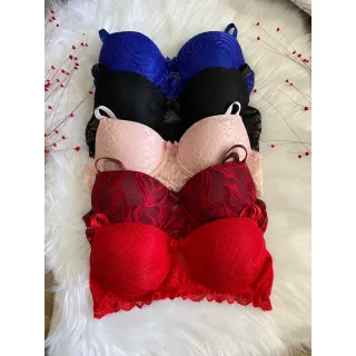 Kit Lingerie Feminina Sexy Bojo - 3 Unidades Calcinha Renda/Rendada - Preto/ Vermelho / Vinho