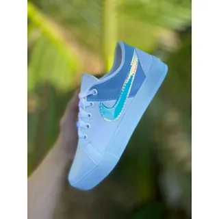 Casual Leve Holográfico Tênis Feminino Sapatênis Básico - branco/lilas