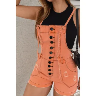 Macaquinho Feminino Laranjado Jardineira 34 ao 46 - 40