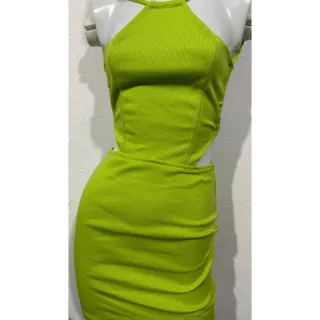 Vestido curto colado frente única tubinho - Amarelo