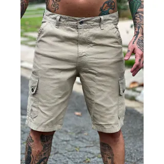 Bermuda 100% algodão Cargo - Marrom